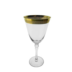 Patterned Gold Rimmed White Wine